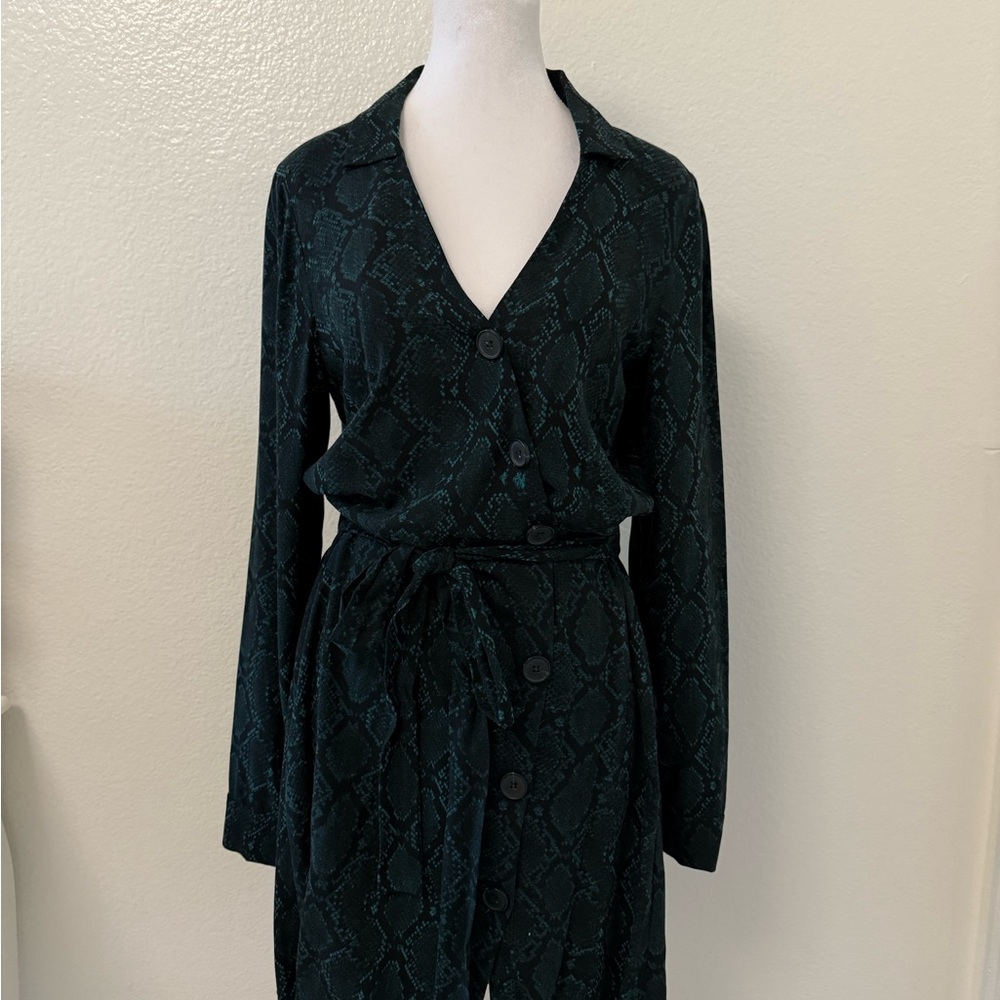 Zara Black and Green Patterned Dress
